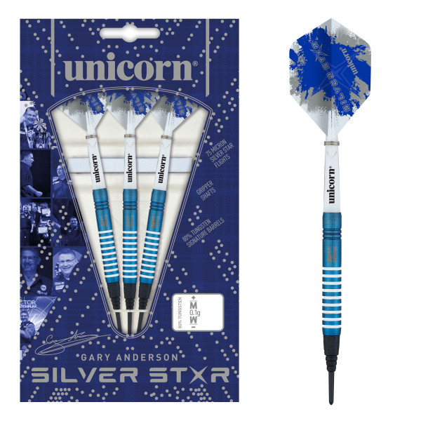 Unicorn Silver Star Blue Gary Anderson Soft Darts