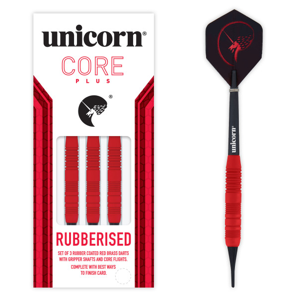 Unicorn Core Plus Rubberised Red Brass Soft Darts