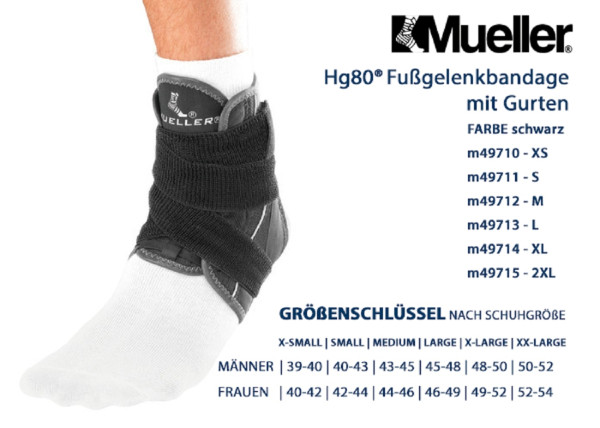 MUELLER Hg80 Fußgelenkbandage mit Gurten