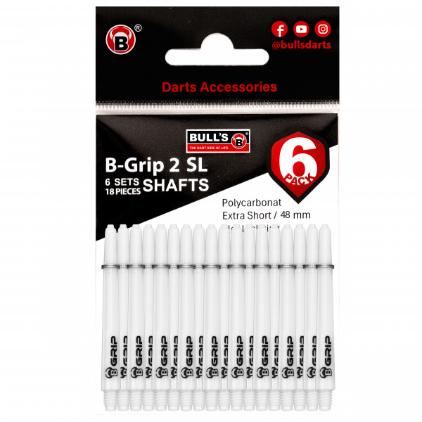BULL'S 6-Pack B-Grip 2 SL Polycarbonat Shaft | m/weiß