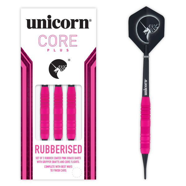 Unicorn Core Plus Rubberised Pink Brass Soft Darts